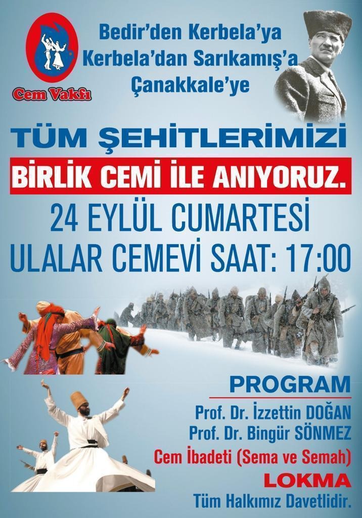 TÜM ŞEHİTLERİMİZİ "BİRLİK CEMİ" İLE ANIYORUZ