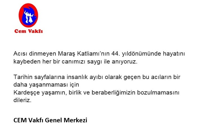  MARAŞ KATLİAMINI KINIYORUZ